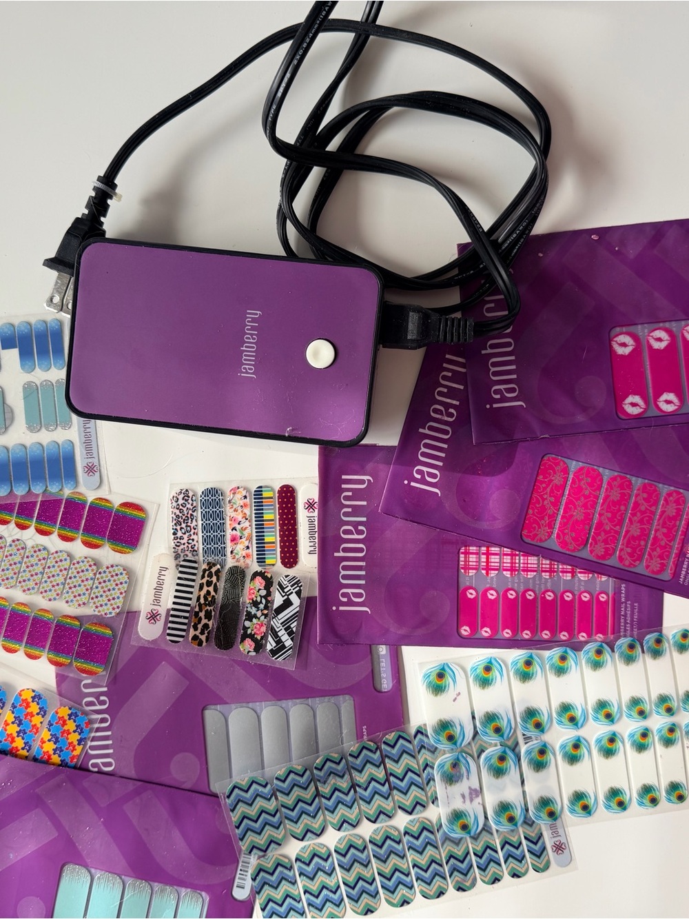 Jamberry Nail Wraps Lot UV Mini Heater Nail Decals Bundle New - Picture 9 of 9